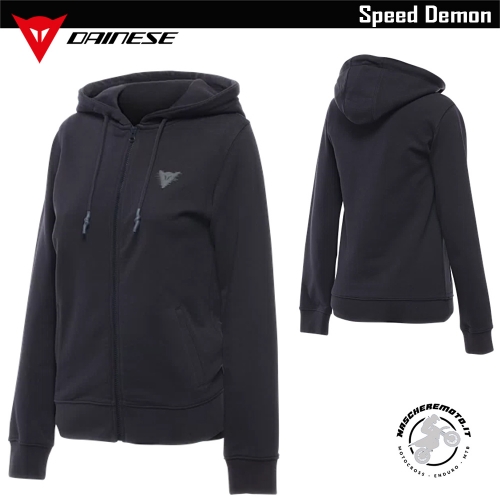 WOMEN'S COTTON SWEATSHIRT WITH HOOD AND ZIP DAINESE SPEED DEMON BLACK