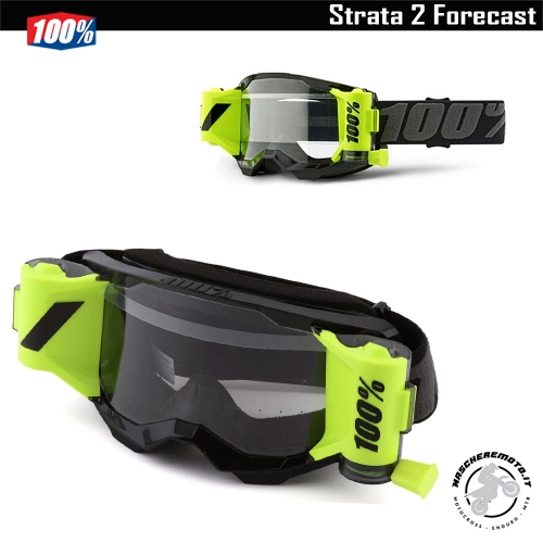 MOTOCROSS ENDURO GOGGLE 100% STRATA 2 FORECAST ROLL-OFF MUD SPECIFIC SYSTEM BLACK