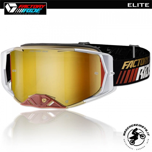 MASCHERA CROSS ENDURO FACTORY RIDE MX ELITE GRIGIO ORO LENTE SPECCHIATA