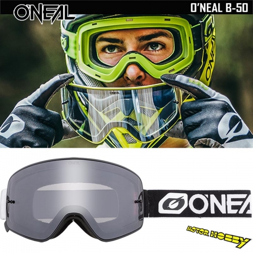 MASCHERA CROSS ENDURO NERO O’NEAL B-50 FORCE LENTE MAGNETICA A SPECCHIO GRIGIO