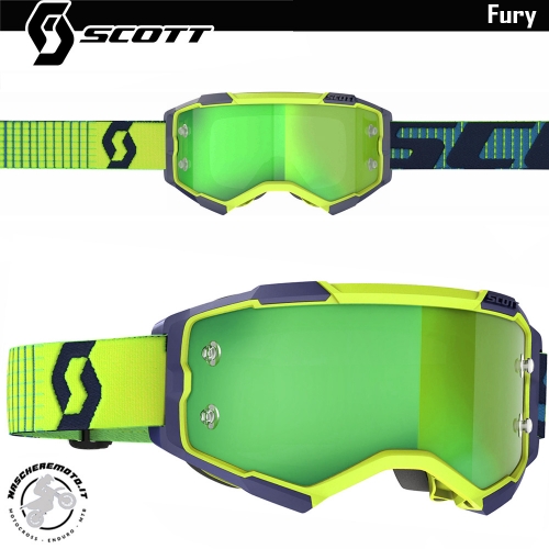 CROSS ENDURO GOGGLE SCOTT PROSPECT BLUE YELLOW GREEN MIRROR LENS