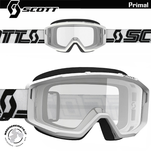 MASCHERA CROSS ENDURO SCOTT PRIMAL WHITE BLACK LENTE CHIARA