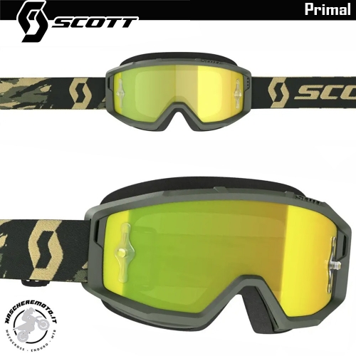 SCOTT PRIMAL CAMO KHAKI CROSS ENDURO GOGGLE GOLD MIRROR LENS