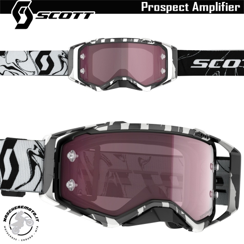 CROSS ENDURO GOGGLE SCOTT PROSPECT AMPLIFIER MARBLE BLACK WHITE ROSE WORK LENS