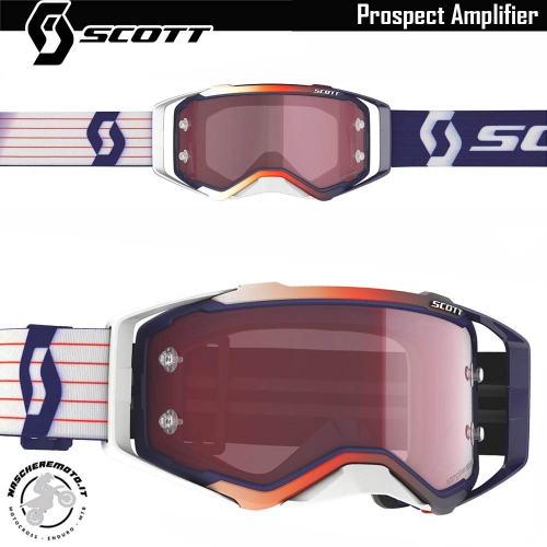 CROSS ENDURO GOGGLE SCOTT PROSPECT AMPLIFIER BLUE WHITE ROSE WORK LENS