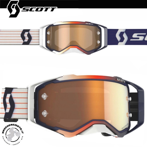 CROSS ENDURO GOGGLE SCOTT PROSPECT AMPLIFIER MARBLE BLUE WHITE GOLD MIRROR LENS