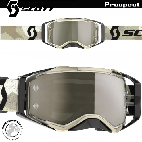 CROSS ENDURO GOGGLE SCOTT PROSPECT CAMO BEIGE BLACK SILVER MIRROR LENS