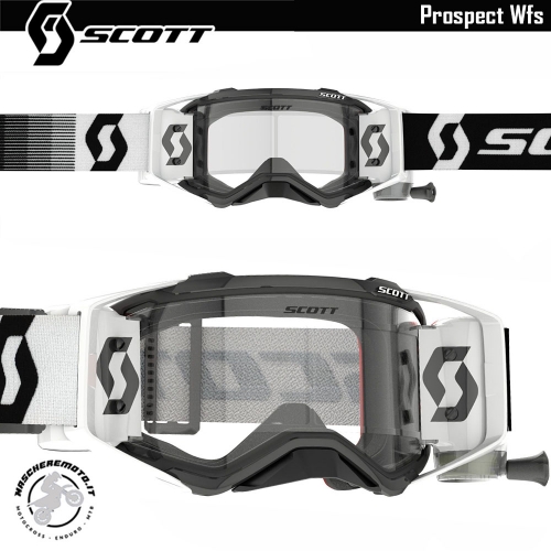 CROSS ENDURO GOGGLE SCOTT PROSPECT WFS ROLL-OFF 50MM PREMIUM BLACK WHITE