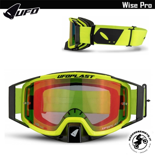 UFO WISE PRO CROSS ENDURO MASK FLUORESCENT YELLOW MIRRORED LENS