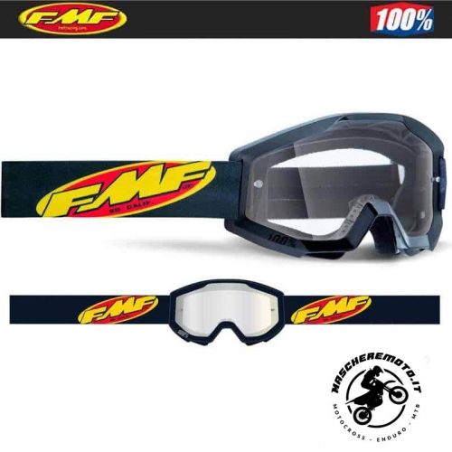 CROSS YOUTH GOGGLE FMF VISION BY 100% POWERCORE BLACK CLEAR LENS