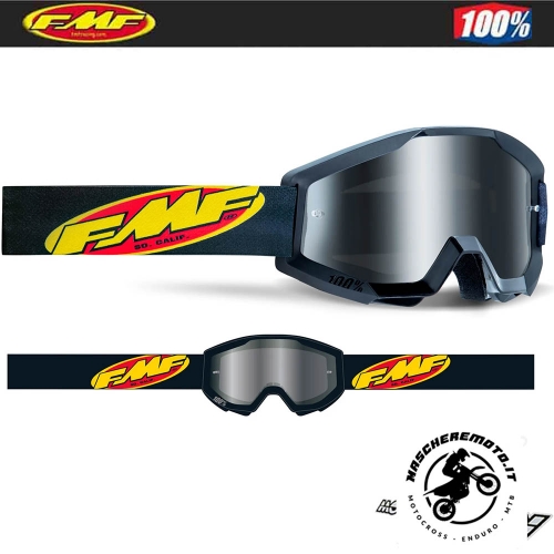 MASCHERA CROSS BAMBINO FMF VISION BY 100% POWERCORE NERO LENTE A SPECCHIO