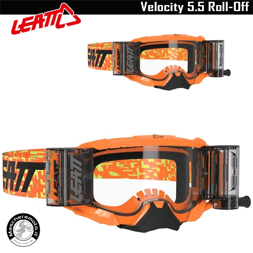 CROSS ENDURO MTB GOGGLE LEATT VELOCITY 5.5 ROLL-OFF NEON ORANGE CLEAR 83%