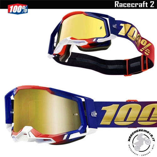 MOTOCROSS ENDURO GOGGLE 100% RACECRAFT 2 UNITED MIRROR LENS