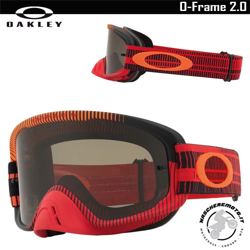 MOTOCROSS ENDURO GOGGLE OAKLEY O-FRAME 2.0 MX FREQUENCY RED ORANGE DARK GREY LENS