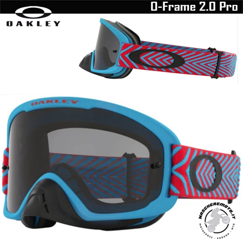 MOTOCROSS ENDURO GOGGLE OAKLEY O-FRAME 2.0 PRO MX MOTION BLUE DARK GREY LENS