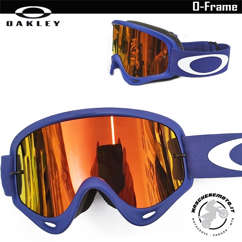 MASCHERA MOTOCROSS ENDURO OAKLEY O-FRAME BLU LENTE SPECCHIO