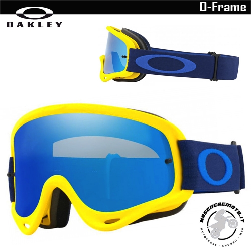 MOTOCROSS ENDURO GOGGLE OAKLEY O-FRAME YELLOW NAVY IRIDIUN LENS