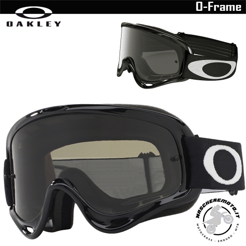 MASCHERA MOTOCROSS ENDURO OAKLEY O-FRAME NERO JET BLACK LENTE DARK GREY