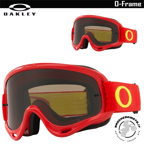 MOTOCROSS ENDURO GOGGLE OAKLEY O-FRAME RED YELLOW DARK GREY LENS