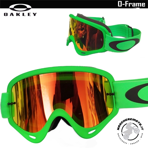 MOTOCROSS ENDURO GOGGLE OAKLEY O-FRAME GREEN IRIDIUN LENS