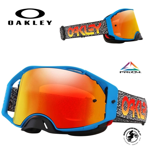 MOTOCROSS ENDURO GOGGLE OAKLEY AIRBRAKE MX BLUE CRACKLE PRIZM TORCH IRIDIUM LENS