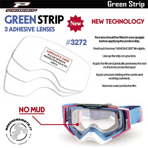 LENTE PROTETTIVA PROGRIP GREEN STRIP LENS PROTECTOR N.3 PEZZI