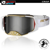 MASCHERA CROSS ENDURO FACTORY RIDE MX CRISP BIANCO ORO LENTE SPECCHIATA