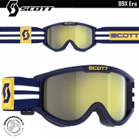 MASCHERA CROSS ENDURO SCOTT 89X ERA VINTAGE BLUE WHITE LENTE A SPECCHIO GOLD