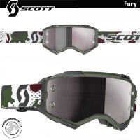 MASCHERA CROSS ENDURO SCOTT FURY DARK GREEN WHITE LENTE A SPECCHIO SILVER