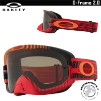 MASCHERA MOTOCROSS ENDURO OAKLEY O-FRAME 2.0 MX FREQUENCY RED ORANGE LENTE DARK GREY